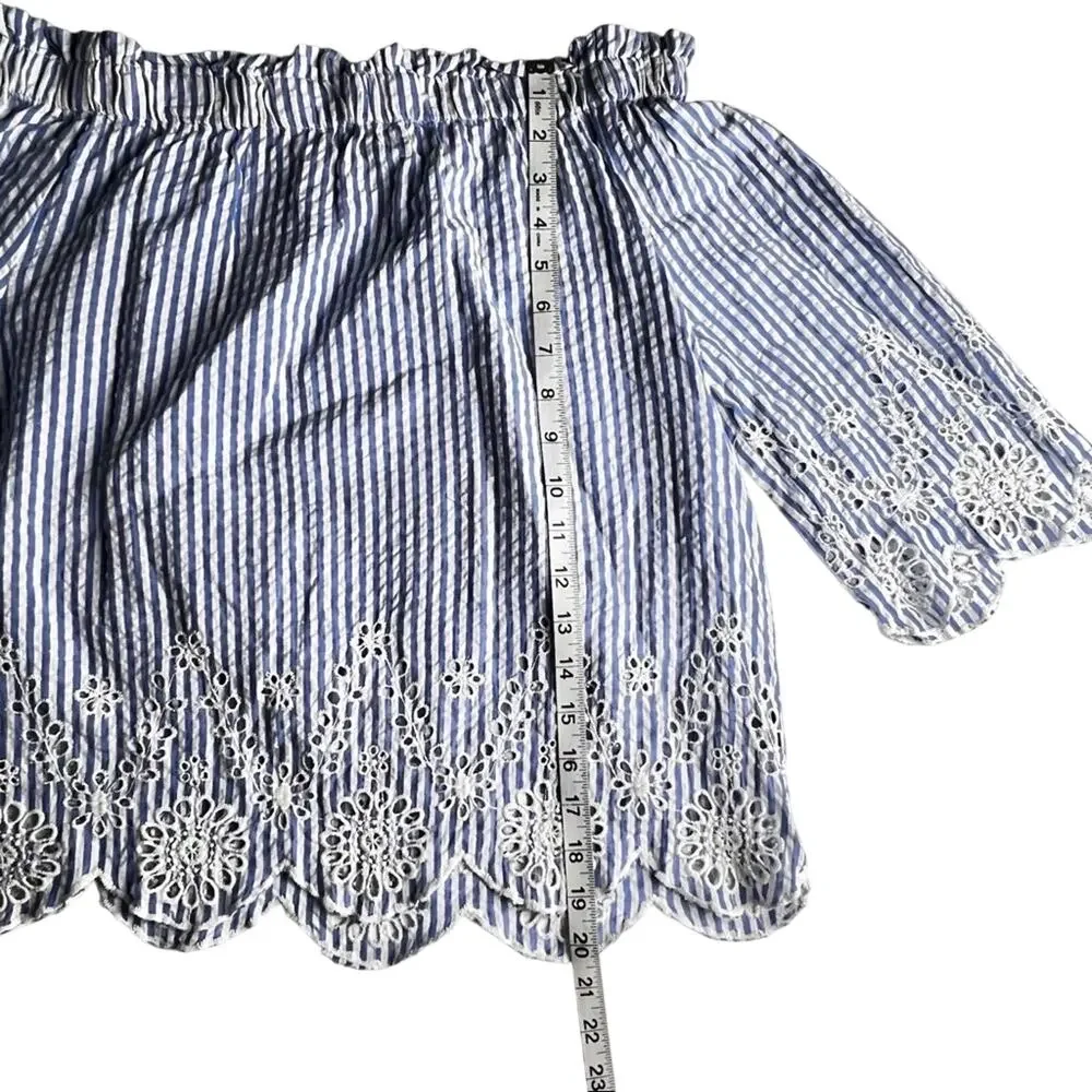 Style Envy Off Shoulder Striped Blouse Sz L
